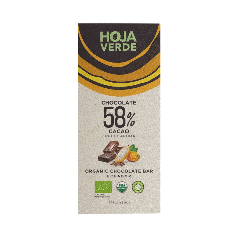 58% de chocolat noir biologique Hoja...