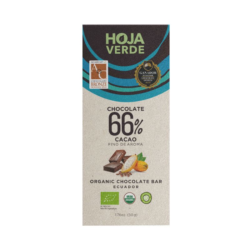 66% de chocolat noir biologique Hoja...
